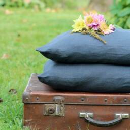 Stone Washed Set Of 2 Standard & Sizes 24' 26' 28' 30' Striped Linen Pillow Covers Flax Linens Housewares Bedroom Cases - thumbnail 3