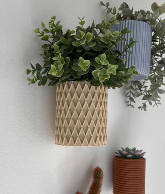 Planter - Wall Mounted 4 Sizes - 2 Colours, Hidden Drip Tray & Wall Mount. Wall Planter, Home Decor, Gift, Minimalist, Cross Hatch - image 1