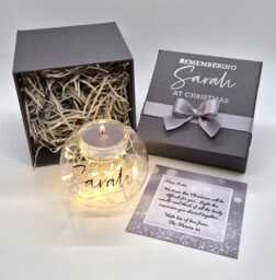Personalised Christmas Memorial Memory Candle With Led Lights - Gift Boxed