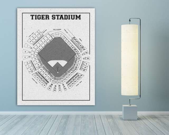 Vintage Detroit Tiger Stadium Seating Chart Print Photo, Matte, Or Canvas - image 1