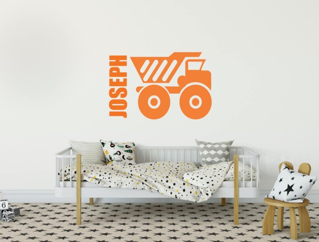 Personalized Wall Decals, Construction Wall Decals For Boys, Truck Decal, Stickers Kids Db193 - image 1