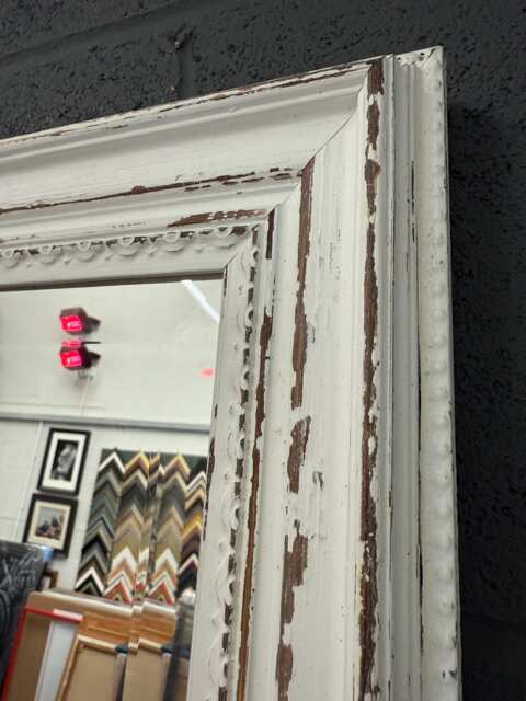 Handmade Wall Mirror Handcrafted Bevelled Mirror Distressed White Made in Cumbria Boho Shabby Chic - image 1