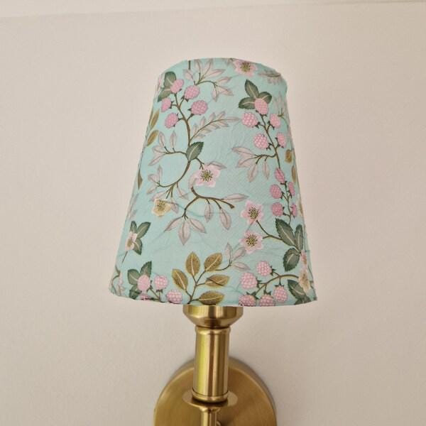 Beautiful Decoupaged Duck Egg Blue Floral Clip-On Lampshades. Candle Lamp Shade. Chandalier - image 1