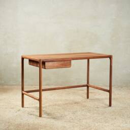 Handcrafted Walnut & Oak Desk - Mid-Century Modern Home Office - thumbnail 3