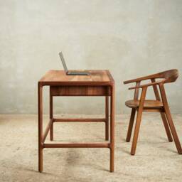 Handcrafted Walnut & Oak Desk - Mid-Century Modern Home Office - thumbnail 4