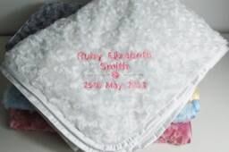 Personalised Baby Blanket Embroidered .this Pretty Rose Bud New Born Boy, Girl Blanket, Keepsake Gift - thumbnail 1