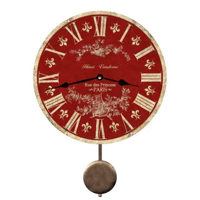 Red Toile Pendulum Clock - Wall Clock - image 1