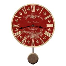 Red Toile Pendulum Clock - Wall Clock - thumbnail 1