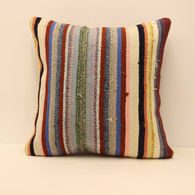 Handmade Kilim Pillow Cover, Bohemian Throw Pillow, 20x20 - image 1