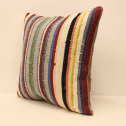 Handmade Kilim Pillow Cover, Bohemian Throw Pillow, 20x20 - thumbnail 3
