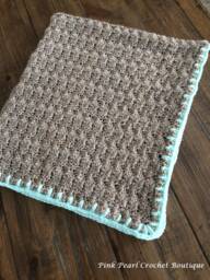 Brown Baby Blanket - Neutral New Gift Crochet Boy Or Girl Handmade Beige - thumbnail 1