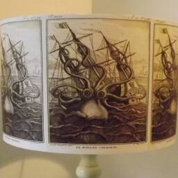 Kraken Lampshade, Light Shade, Vintage, Retro, Shabby Chic, Steampunk, Fatta Da Mamma Free Gift - thumbnail 4