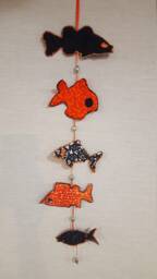 Handmade Original Wall Hanging With Fish, Perfect Gift For Fishers & Beach House - thumbnail 1
