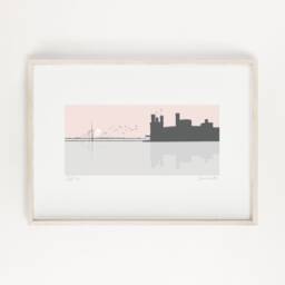 Print Caernarfon, Castell Caernarfon Castle, Cymru, Wales, Art, Celf, Welsh Afon Menai Straits, Sunset, Machlud - thumbnail 2