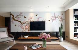 Cherry Blossom Tree Wall Decal, Branch With Birds, Nursery Decor