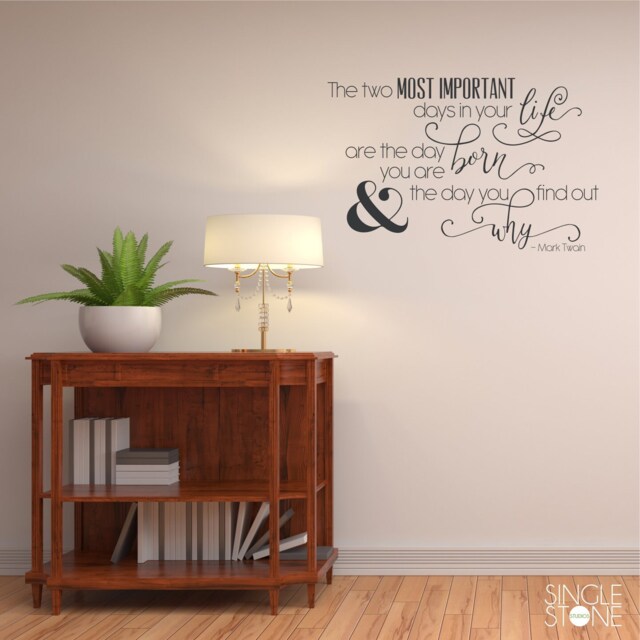Mark Twain Wall Decal Quote Most Important Days - Vinyl Art Home Decor - image 1