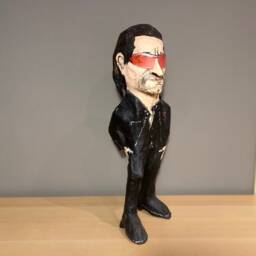 Bono Sculpture, Handmade Figure, U2 Gift, Paper Mache Doll Character - thumbnail 3