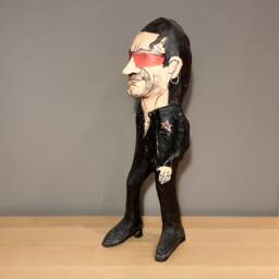 Bono Sculpture, Handmade Figure, U2 Gift, Paper Mache Doll Character - thumbnail 2