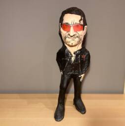 Bono Sculpture, Handmade Figure, U2 Gift, Paper Mache Doll Character - thumbnail 1