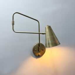 Vintage Brass Swing Arm Wall Sconce Plug in - Mid Century Modern Adjustable Lamp - thumbnail 3