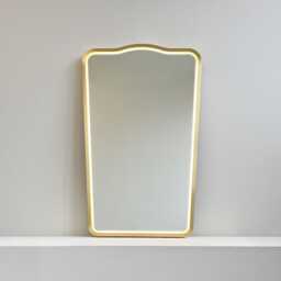 Mid-Century Style Illuminated Wall Mirror With Brass Full Frame - Vintage N.4 - thumbnail 1
