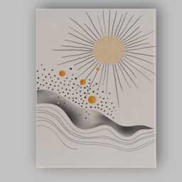 Boho Golden Sun Wavy Desert Landscape Abstract Canvas Wall Art Print Decor Picture Ready To Hang - thumbnail 1