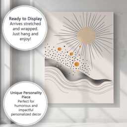 Boho Golden Sun Wavy Desert Landscape Abstract Canvas Wall Art Print Decor Picture Ready To Hang - thumbnail 3