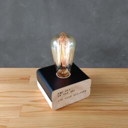 Modern Edison Led Lamp Base Black, Wooden Personalised Birthday Gift For Him - thumbnail 3