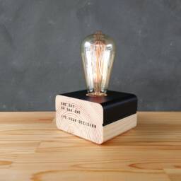 Modern Edison Led Lamp Base Black, Wooden Personalised Birthday Gift For Him - thumbnail 1