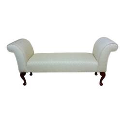 Handmade Woburn Fabric Window Bench - Gold Trellis Accent Seat - thumbnail 2