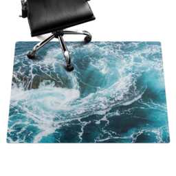 Ocean Vortex Office Chair Floor Protector, Blue Desk Mat, Landscape Vinyl Gaming Mat - thumbnail 3