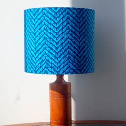 Matico Geometric, Blue & Turquoise, Indian Printed Fabric, Retro Style Drum Lampshade, Contemporary Print