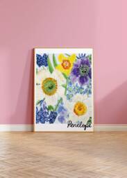 Personalised Kids Blue Floral Print, Girls Nursery Personalised Girls Name Print - thumbnail 1
