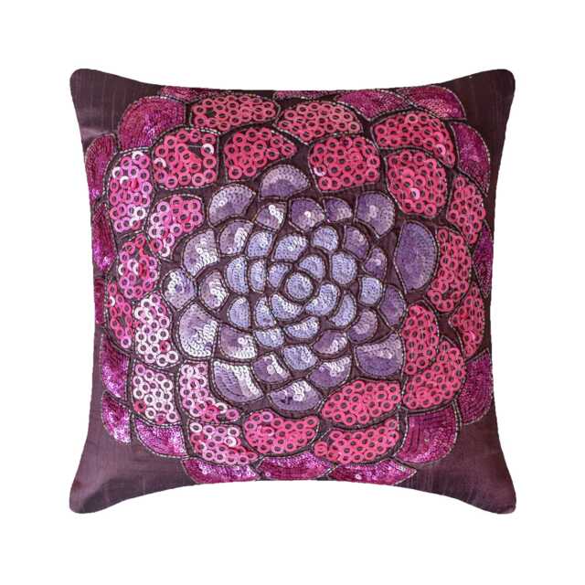 "Art Silk Plum Purple Throw Pillow Cover 16""x16" - image 1