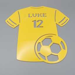 Personalised Football Soccer, Choose Football Team Colours Wall Plaque, Kids Bedroom Decor, Name, Door Or Wall Hanger in Acrylic Wood - thumbnail 4