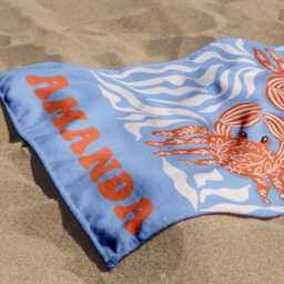 Marine Animal Personalized Beach Towel, Custom Name Towel For Baby/Kids, Preppy Girls Pool Kids Xmas Gift, Party Essentials - thumbnail 4