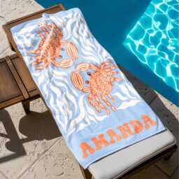 Marine Animal Personalized Beach Towel, Custom Name Towel For Baby/Kids, Preppy Girls Pool Kids Xmas Gift, Party Essentials - thumbnail 2