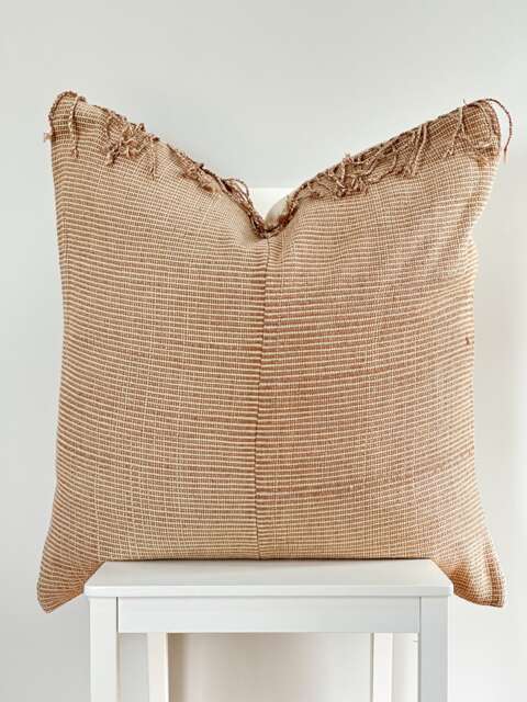Brown Tribal Hemp Hand Woven Natural Dye Color Hmong Lumbar Pillow Cover - image 1