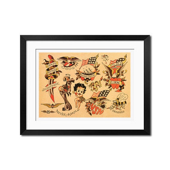 17 X 24 - Sailor Jerry Old School Vintage Tattoo Flash Poster Print 0334