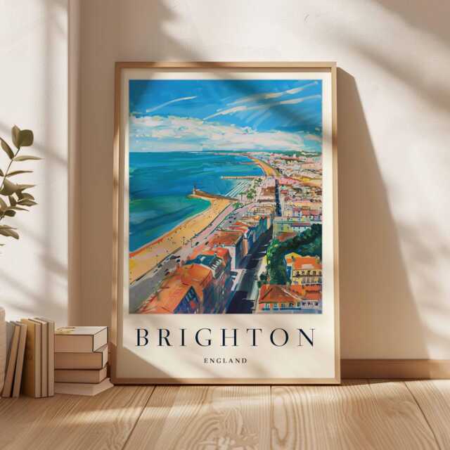 Brighton Travel Poster Colorful Seaside Beach Art Print - image 1