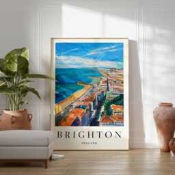 Brighton Travel Poster Colorful Seaside Beach Art Print - thumbnail 2