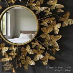 Beautiful Ornate Butterfly Mirror Wall Mounted Shabby Rustic Golden Chic - thumbnail 3