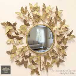 Beautiful Ornate Butterfly Mirror Wall Mounted Shabby Rustic Golden Chic - thumbnail 2