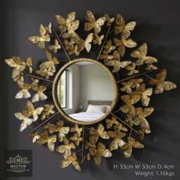 Beautiful Ornate Butterfly Mirror Wall Mounted Shabby Rustic Golden Chic - thumbnail 1