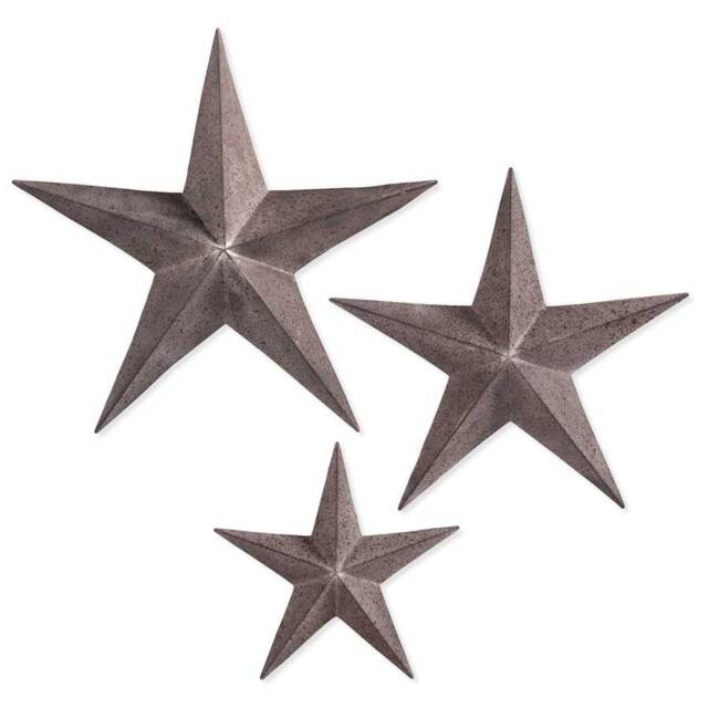 Rustic Metal Stars Wall Decor, Farmhouse Art, Set Of 3