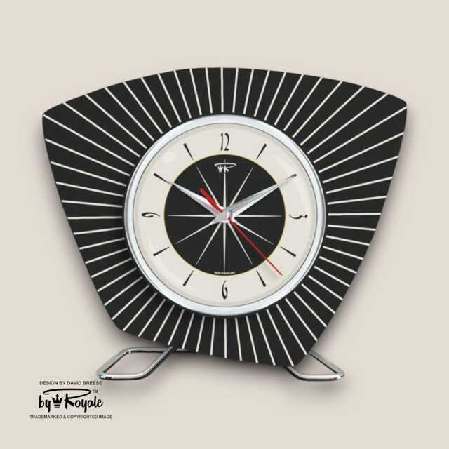 Handmade Royalexe Laminate Mantle Clock in Black Mid-Century French Atomic Style 12 Colours - image 1
