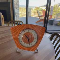 Handmade Royalexe Laminate Mantle Clock in Black Mid-Century French Atomic Style 12 Colours - thumbnail 3