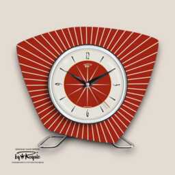 Handmade Royalexe Laminate Mantle Clock in Black Mid-Century French Atomic Style 12 Colours - thumbnail 4