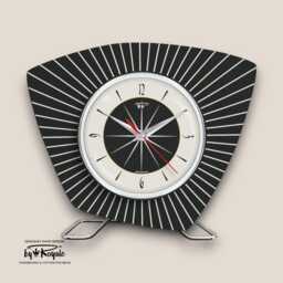 Handmade Royalexe Laminate Mantle Clock in Black Mid-Century French Atomic Style 12 Colours