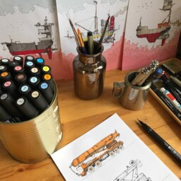 Steampunk Coastal Ship Print Comic Book Style Wall Art - thumbnail 3